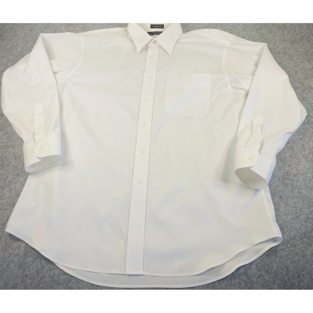 Hart Schaffner Marx Traveler Wrinkle Free Stark White Dress Shirt Mens 16 1/2 34